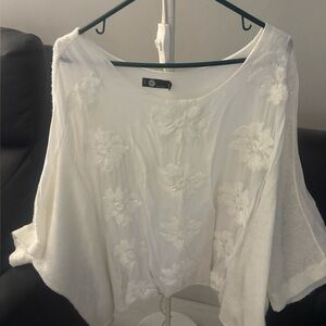 White Floral Embroidered Women’s Top - Brand Unknown
